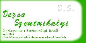 dezso szentmihalyi business card